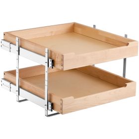 2 Tier Pull Out Cabinet Organizer, 20"W x 21"D Cabinet Drawer, Soft Close Slide out Shelf, Heavy-Duty Sliding Wood Drawer