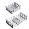 Adjustable Immersion Sink Dish Drying Rack with Stainless Steel Drain Basket - Portable and Retractable Space-Saving Fruit and Vegetable Solution