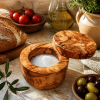 Choixe Mediterranean Olive Wood Salt Cellar & Spice Box with Swivel Lid, Natural Rustic Seasoning Storage Container for Kitchen Countertop
