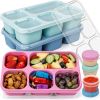 Adult Lunch Boxes - Reusable 3-Pack Snack Box Containers with 5 Compartments and 3 Condiment Cups, BPA-Free Food Storage for Meal Prep, School, Work