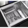 Adjustable Immersion Sink Dish Drying Rack with Stainless Steel Drain Basket - Portable and Retractable Space-Saving Fruit and Vegetable Solution