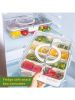 Food Grade Snack Box with 8 Removable Compartments and Lid, Airtight Food Storage Tray with Foldable Handle