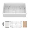 33" White Farmhouse Kitchen Sink Workstation - 33 x 20 x 10 inch White Porcelain Ceramic Sngle Bowl Kitchen Sink