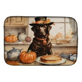 Chocolate Lab Fall Kitchen Pumpkins Dish Drying Mat Absorbent Dish Drying Mat Pad for Kitchen Counter Dish Drainer Mat for Countertop, 14 x 21", (Option: Default)