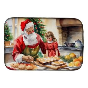 Cookies with Santa Claus Dish Drying Mat Absorbent Dish Drying Mat Pad for Kitchen Counter Dish Drainer Mat for Countertop, 14 x 21", Multicolor (Option: Default)